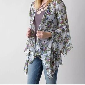 Gimmicks by BKE Floral Open Front Cardigan - Womens Size Small